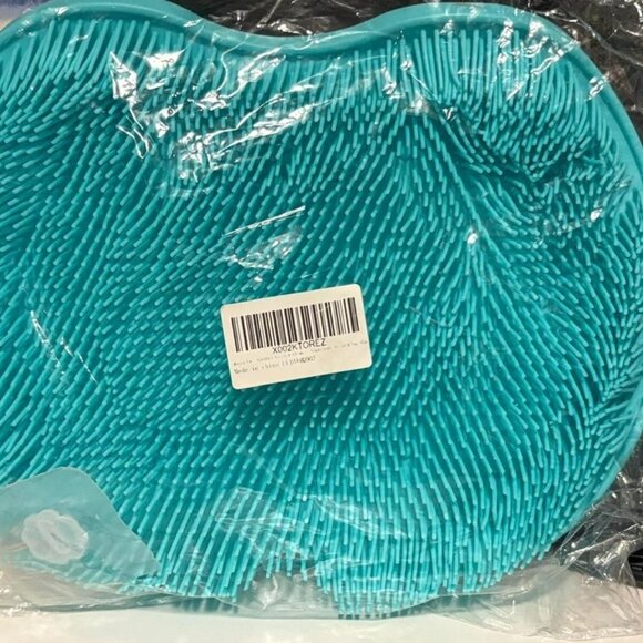 Silicone Foot Scrubber Shower Mat Suction Cup Non-Slip Massager Brush Turquoise - Picture 3 of 4